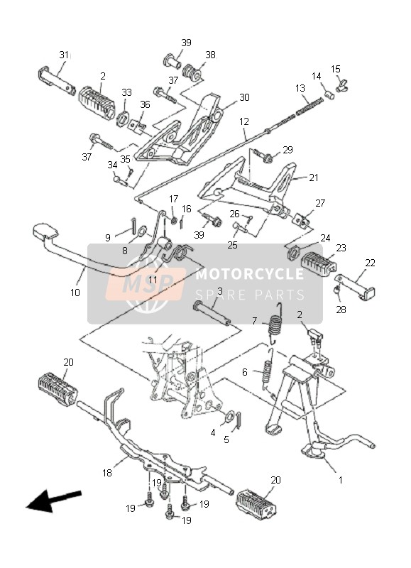 Yamaha T135FI CRYPTON X 2011 In Piedi & Poggiapiedi per un 2011 Yamaha T135FI CRYPTON X